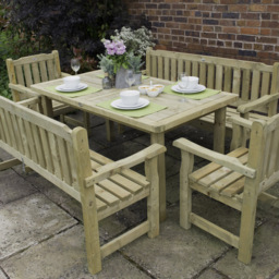 Forest Garden Rosedene 6 Seater Outdoor Dining Table and Bench Set - thumbnail 3