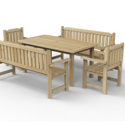 Forest Garden Rosedene 6 Seater Outdoor Dining Table and Bench Set - thumbnail 2