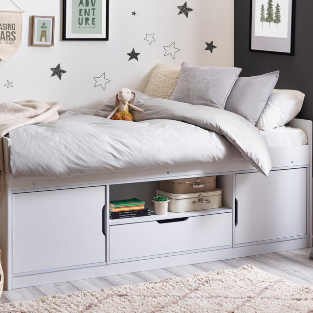 Julian Bowen Atom White Low Sleeper with Storage - image 1
