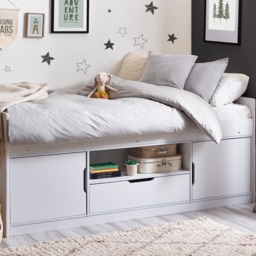 Julian Bowen Atom White Low Sleeper with Storage - thumbnail 1