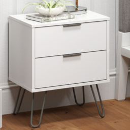 Core Products Augusta 2 Drawer White Bedside Table - thumbnail 1