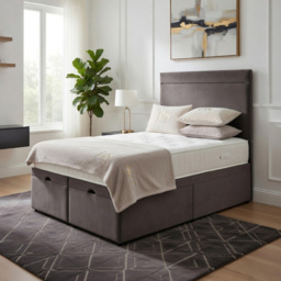 DS Living Majesty Grey Super King Size Plush Velvet Ottoman Bed - thumbnail 4