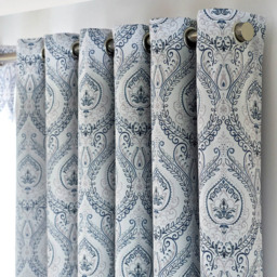 Alan Symonds Victoria Room Darkening Ring Top Eyelet Curtains Blue 168 x 229cm - thumbnail 2