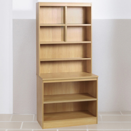 R White Cabinets Brown 8 Shelf Wide Bookcase with Hutch
