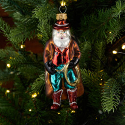 Santa's Chalet Cowboy Santa Glass Hanging Christmas Decoration - thumbnail 3