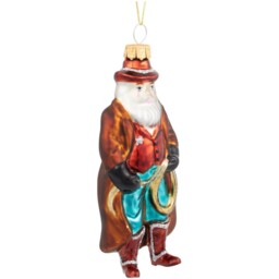 Santa's Chalet Cowboy Santa Glass Hanging Christmas Decoration - thumbnail 2
