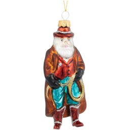 Santa's Chalet Cowboy Santa Glass Hanging Christmas Decoration