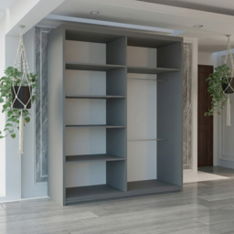 M N Furniture Osaka 2 Door Grey Mirrored Panel Sliding Wardrobe 150cm - thumbnail 3