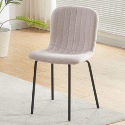 Bella Pink Teddy Faux Fur Stitched Dining Chair Set of 2