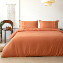 Velosso Hex Double Tufted Panel Spice Orange Duvet and Pillowcase Set