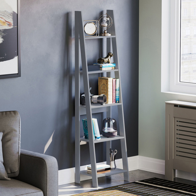 VIDA DESIGNS Bristol 5 Shelf Grey Ladder Bookcase - image 1