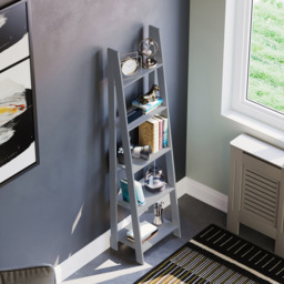 VIDA DESIGNS Bristol 5 Shelf Grey Ladder Bookcase - thumbnail 4
