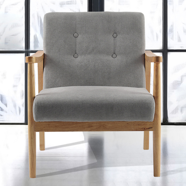 Living and Home Tufted Grey Wooden Armchair - image 1