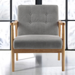 Living and Home Tufted Grey Wooden Armchair - thumbnail 1