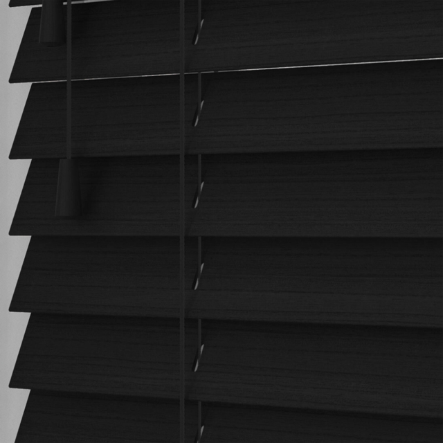 Caecus Black Faux Wood String Venetian Blind 45 x 160cm