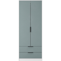 Crowndale Fluted 2 Door 2 Drawer Duck and White Matt Tall Wardrobe Ready Assembled - thumbnail 2