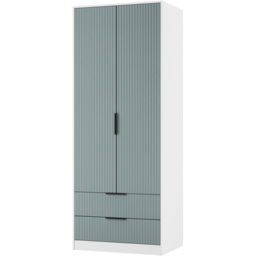 Crowndale Fluted 2 Door 2 Drawer Duck and White Matt Tall Wardrobe Ready Assembled - thumbnail 4