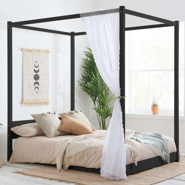 Darwin Black King Size Four Poster Bed Frame - image 1