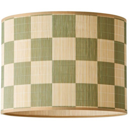ValueLights Lori Green Checker Bamboo Ceiling Drum Lamp Shade Medium - thumbnail 1
