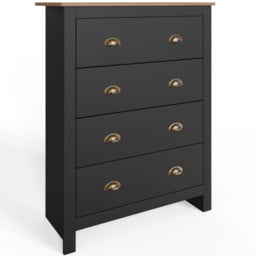 GFW Lancaster Black and Oak 4 Piece Bedroom Furniture Set - thumbnail 2