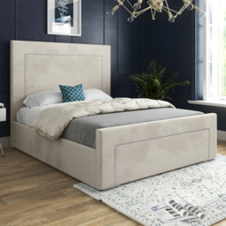 Lucca Silver Small Single Velvet Upholstered Bed Frame with High Headboard