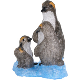 60 Cool White LED Grey Acrylic Penguin Family Christmas Decoration - thumbnail 3