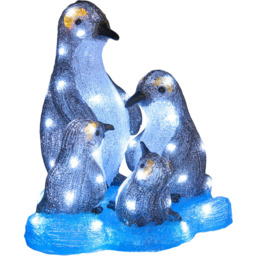 60 Cool White LED Grey Acrylic Penguin Family Christmas Decoration - thumbnail 4