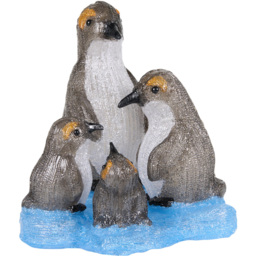 60 Cool White LED Grey Acrylic Penguin Family Christmas Decoration - thumbnail 2