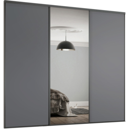 Spacepro Classic 3 Door Graphite Frame Sliding Wardrobe Kit with 2 Panel and Single Mirror 2216mm - thumbnail 1