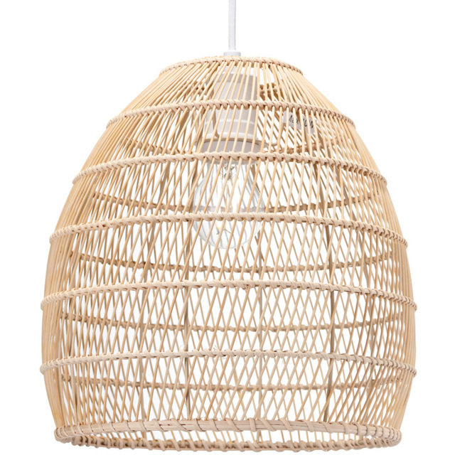 Happy Homewares Vintage Spiral Cage Natural Brown Rattan Ceiling Pendant Shade - image 1