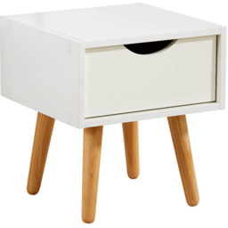 Home Source Boden Single Drawer White Bedside Table - thumbnail 2