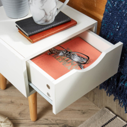 Home Source Boden Single Drawer White Bedside Table - thumbnail 4