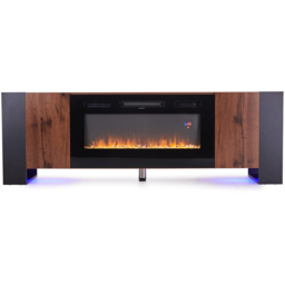 Living and Home Black and Brown 2 Door Electric Fireplace TV Stand with Remote Control - thumbnail 2
