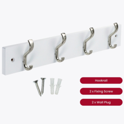 Headbourne Satin Nickel and White 4 Hook Coat Rail - thumbnail 3
