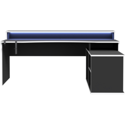 Florence Tezaur 3 Shelf Black Storage LED Gaming Desk - thumbnail 3