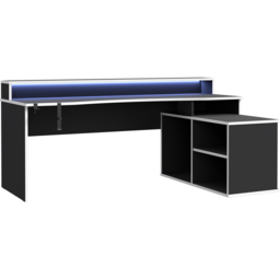 Florence Tezaur 3 Shelf Black Storage LED Gaming Desk - thumbnail 2