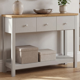 VIDA DESIGNS Arlington 3 Drawer Grey and Oak Console Table - thumbnail 1