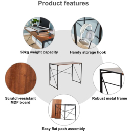 Home Source Brampton Grey Folding Computer Desk - thumbnail 4