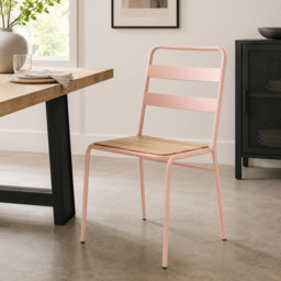 Premier Housewares District Pink Metal and Elm Wood Dining Chair - thumbnail 4