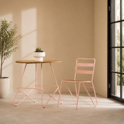 Premier Housewares District Pink Metal and Elm Wood Dining Chair - thumbnail 3