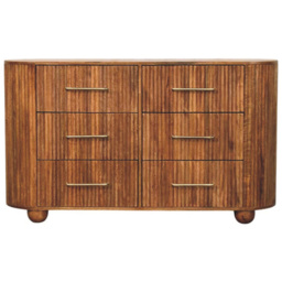 Artisan Furniture Amber Oak 6 Drawer Solid Wood Ridgefront Chest of Drawers - thumbnail 2