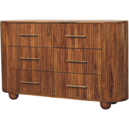 Artisan Furniture Amber Oak 6 Drawer Solid Wood Ridgefront Chest of Drawers - thumbnail 3