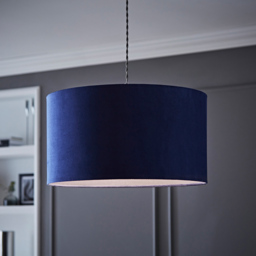 ValueLights Reni Navy Velvet Drum Ceiling Lamp Shade 45cm - thumbnail 2