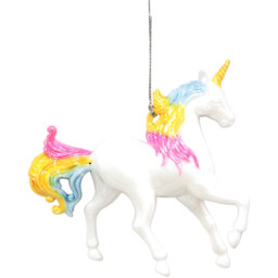 Jingle Bell Boogie White Hanging Unicorn Decoration - thumbnail 2