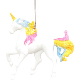 Jingle Bell Boogie White Hanging Unicorn Decoration - thumbnail 1
