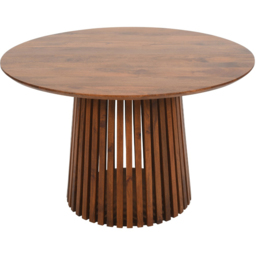 Brooklyn Slatted 6 Seater Mango Wood Round Dining Table - thumbnail 3