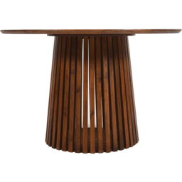 Brooklyn Slatted 6 Seater Mango Wood Round Dining Table - thumbnail 2