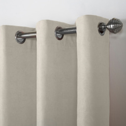 Alan Symonds Velvet Chenille Ring Top Eyelet Curtains Cream 142 x 183cm - thumbnail 2