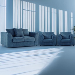 Luxor 4 Seater Marine Blue Jumbo Cord Sofa Set with Scatter Back - thumbnail 1