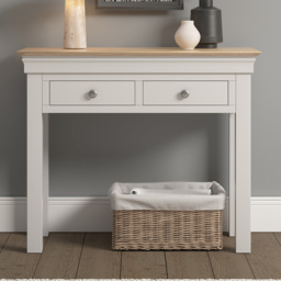 Seconique Bordeaux Ivory and Oak Narrow Console Table - thumbnail 1